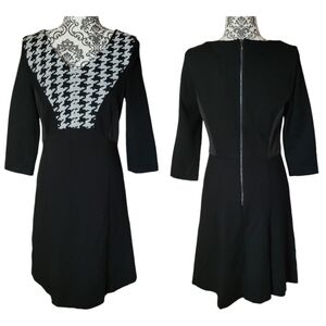 Comma 3/4 sleeve mix media fit and flare dress size 6